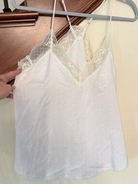 lovestitch White Lace-Trim Camisole